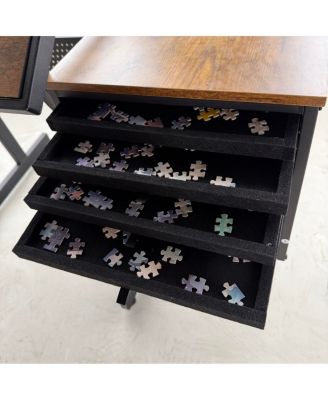 1500pc Jigsaw Puzzle Table for Adults - Black, with 4 Trays & 2 Storage Drawers
