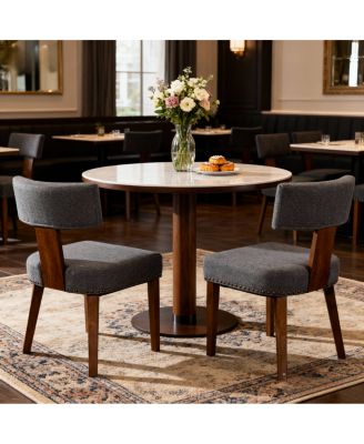 Upholstered Wooden Farmhouse Dining Chairs (Set of 2), Gray