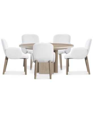 Loggia 6-Pc. Round Table and Upholstered Arm Chairs Dining Set