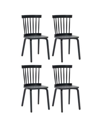 Streamdale Windsor Dining Chairs Set of 4, Wood Farmhouse Spindle Back, Black