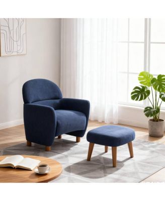Modern Lazy Chair with Footrest Ottoman for Small Space