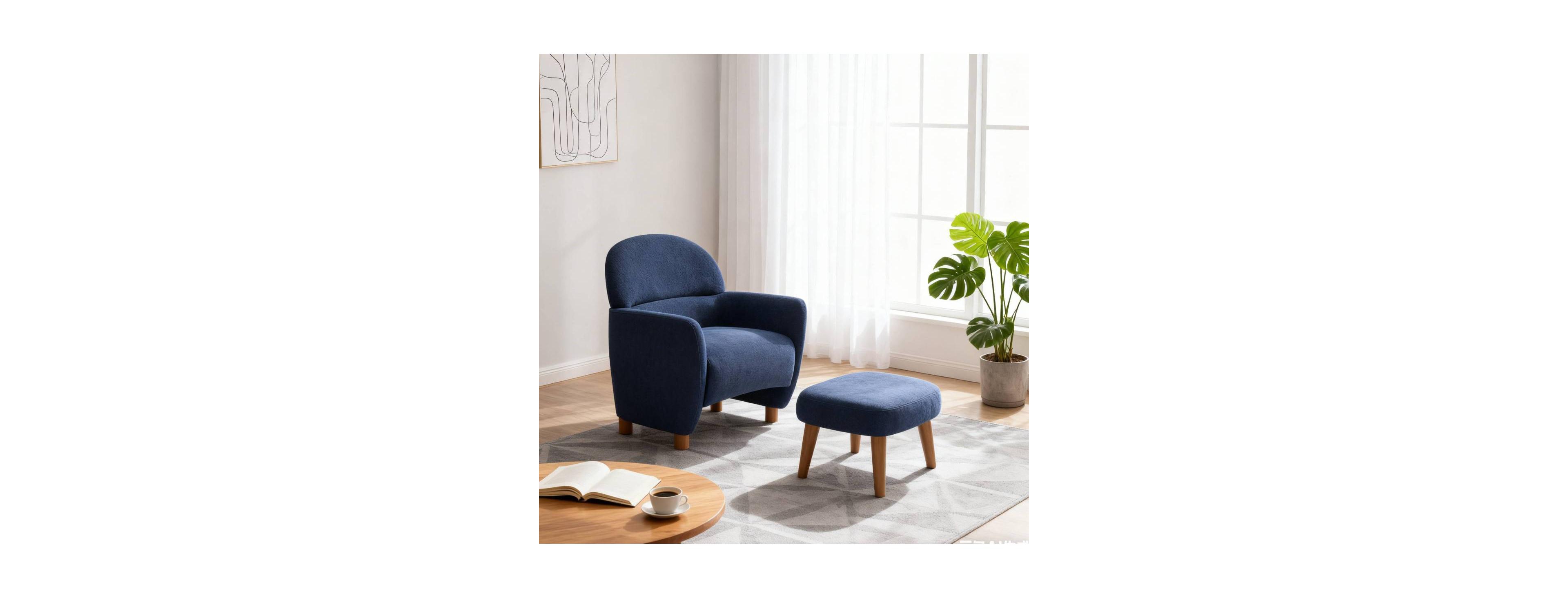 Streamdale Furniture Modern Lazy Chair with Footrest Ottoman for Small Space