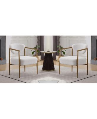 White Teddy Velvet Dining Chair (2 Sets) - Wood Grain Visual