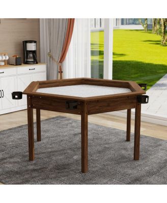 Board Game Table with Removable Top for 6 Players - Rustic Brown