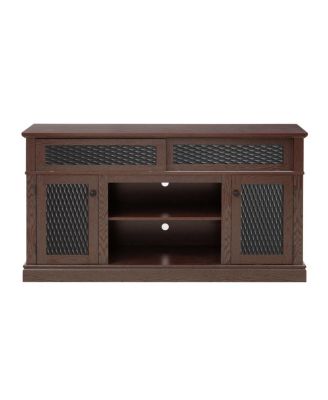 Embossed TV Stand with Sliding Door, Dark Cherry, 58.27"W