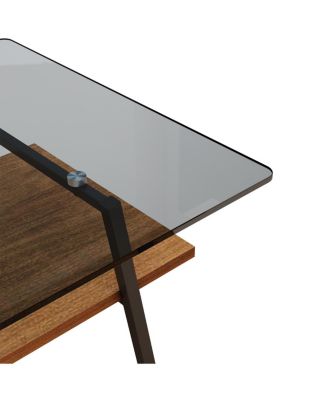 Rectangle Coffee Table, Tempered Glass, Black Metal Legs, Modern Living Room
