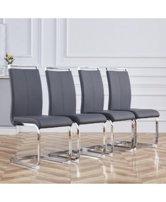 Modern Dining Chairs, PU Faux Leather High Back Upholstered Side Chair