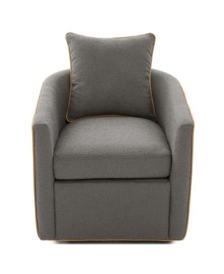 Swivel Accent Chair, Upholstered Club Barrel Sofa for Living Room, Light Gray