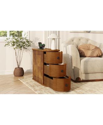 Streamdale Charging Station Sofa Side Table with Drawers, No Assembly Required