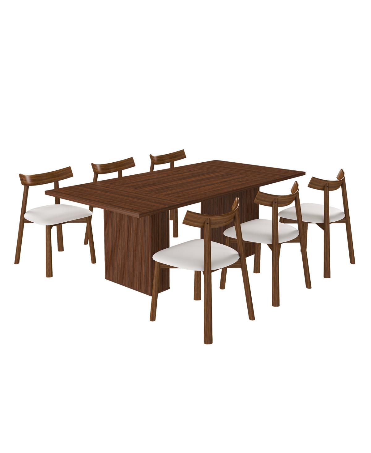 Streamdale Furniture 78" Wood Veneer Dining Table Set for 6 with Storage Chairs