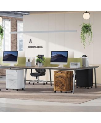 3-Drawer Rolling File Cabinet with Lock, Wooden Mobile Filing Cabinet for Home Office & Under Desk Storage, Rustic Brown