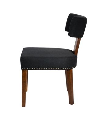 Streamdale Mid-Century Modern Dining Chairs Set of 2, Black Linen Upholstered