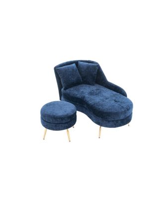 Streamdale 58" Indoor Chenille Chair with Left Armrest & Lumbar Pillow, Footstool Included