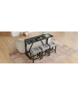 59" Bar Table Set with 3 Stools & Power Outlet
