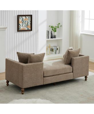 Streamdale 75.2" Wide Upholstered Chaise Lounge with Nailheads, Sleeper Sofa Couch with Pillows