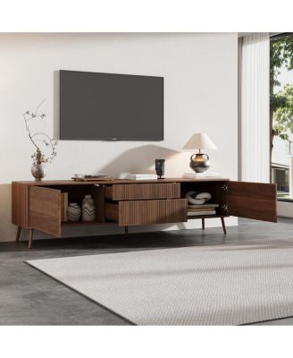70" Fluted TV Stand with Storage Drawers & Cabinets, Modern Entertainment Center
