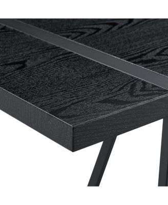 Streamdale Minimalist 55" Retro Rectangular Dining Table with Black Textured Top & Metal Legs