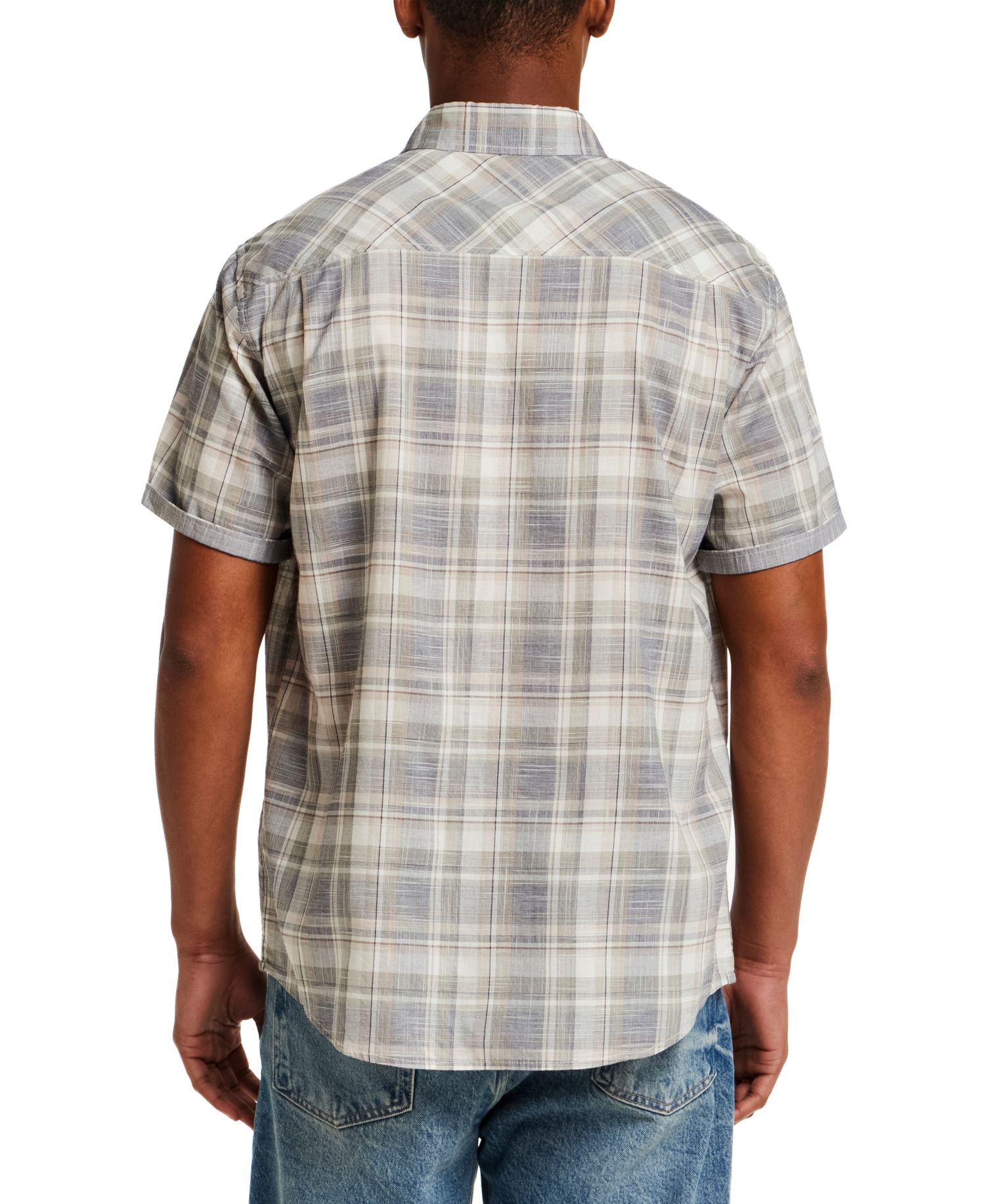 Men's Short-Sleeve Button Down 100% Cotton Plaid Shirt