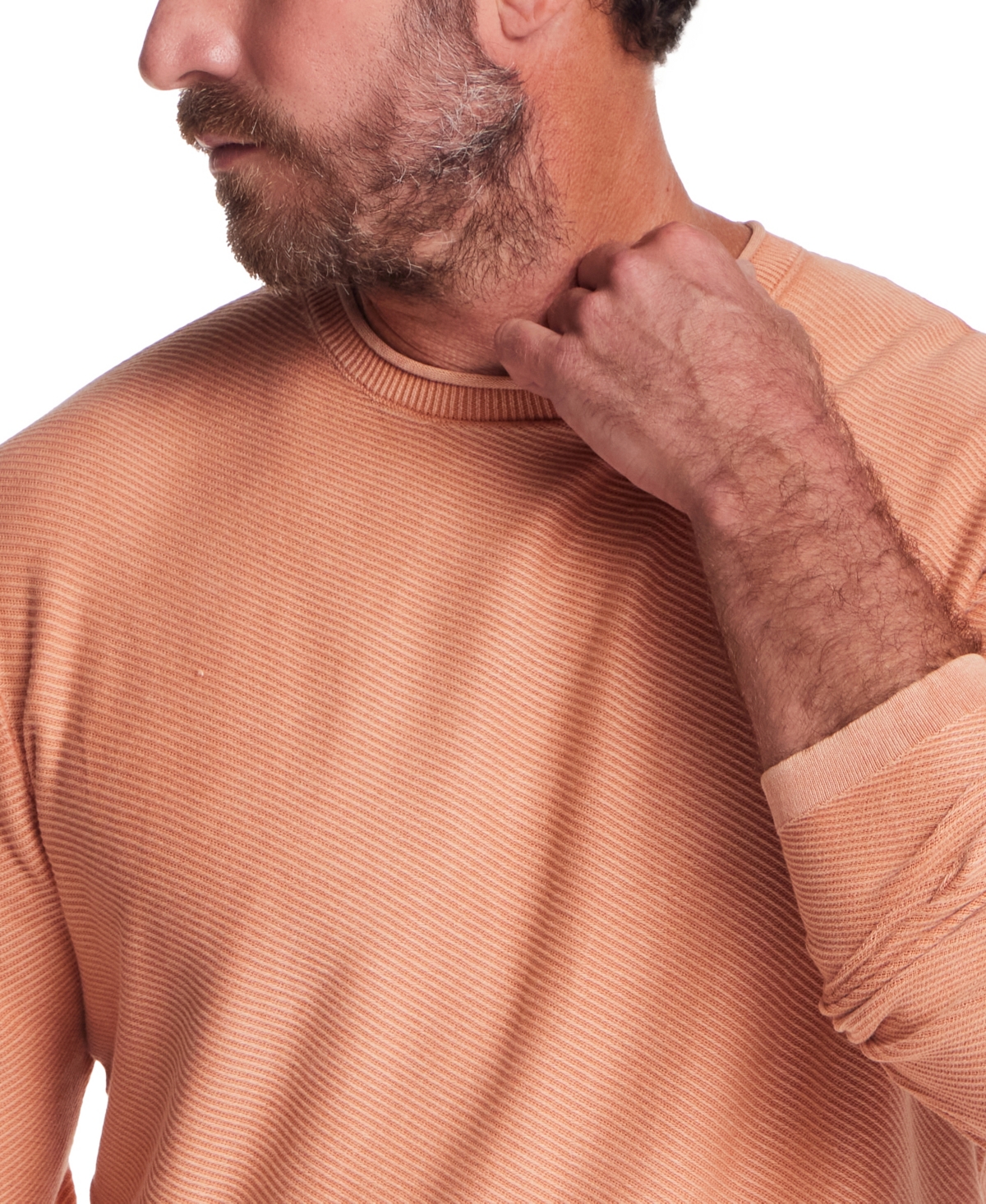 Weatherproof Vintage Men's Long Sleeve Crewneck Twill Stonewash Sweater