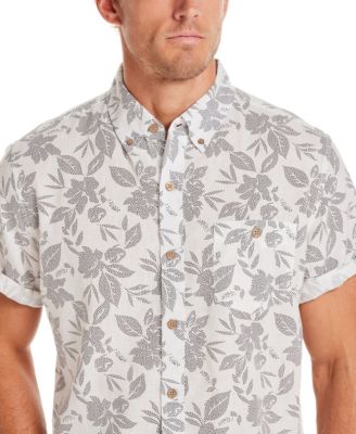 Men's Short-Sleeve Print Linen Cotton Shirt
