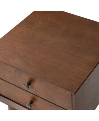 Nightstand with 2-Drawers, Small Side End Table with Storage, Walnut