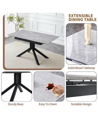 Extendable Dining Table: Modern MDF & Metal, Easy Assembly