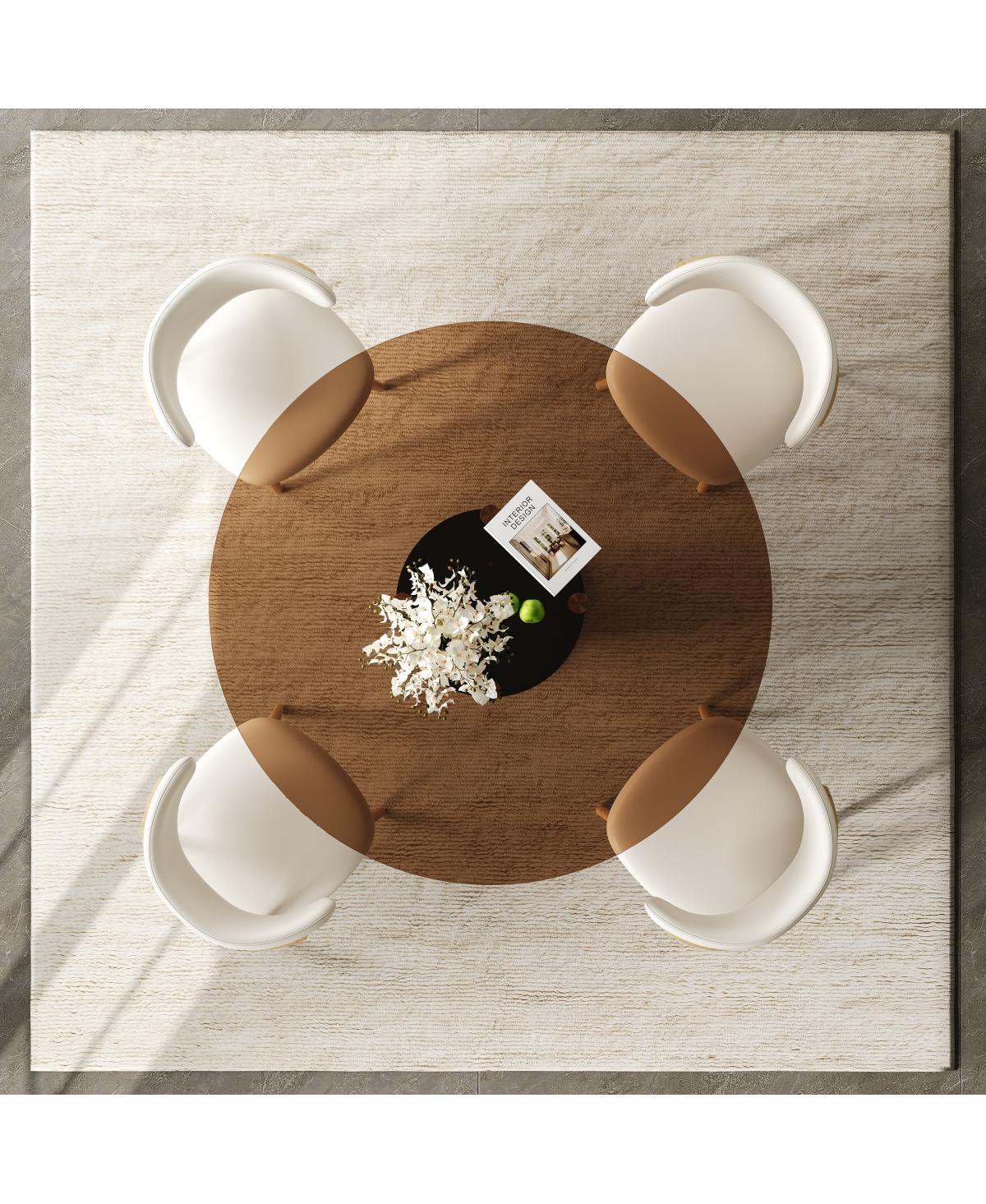 Streamdale Furniture 35" Round Glass Dining Table with Stainless Steel Legs (Seats 2-4)