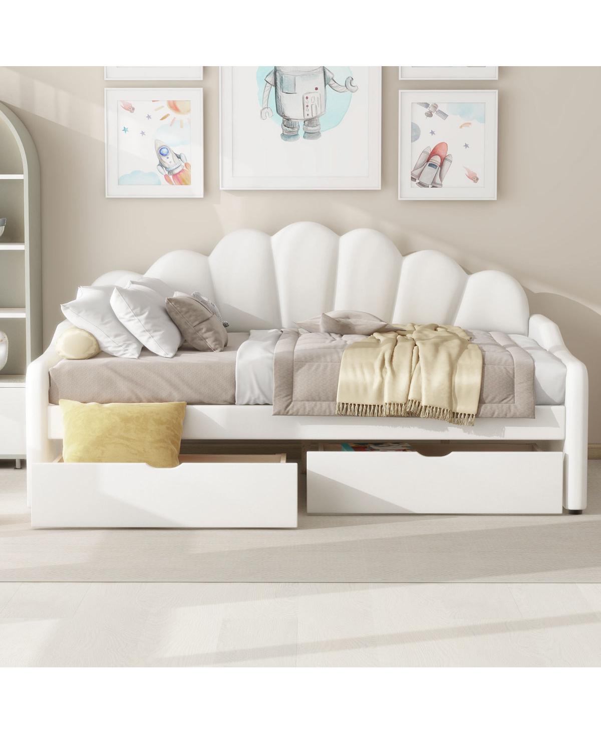 Streamdale Furniture Full Upholstery Daybed with Scalloped Backrest and 2 Drawers