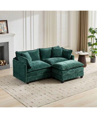 Streamdale Cloud Sofa Ottoman, Modern Sectional Couch, Green Chenille Fabric