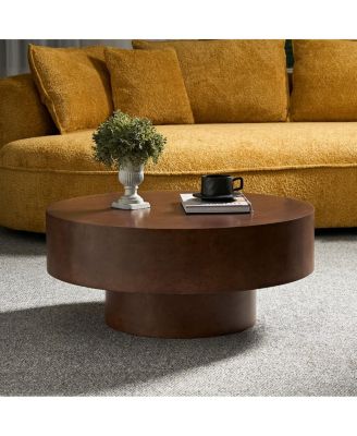 Streamdale Faux Burl Wood Pattern Decal Coffee Table with Pedestal