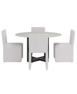Emila 5-Pc. Dining Set (Round Table & 4 Upholstered Chairs)
