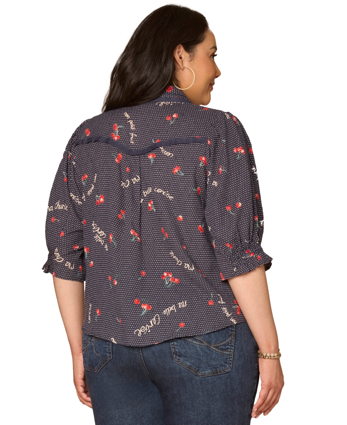 Democracy Plus Below Elbow-Sleeve Button-Down Shirt