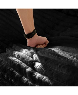 Streamdale Plush Corduroy Ottoman - Black