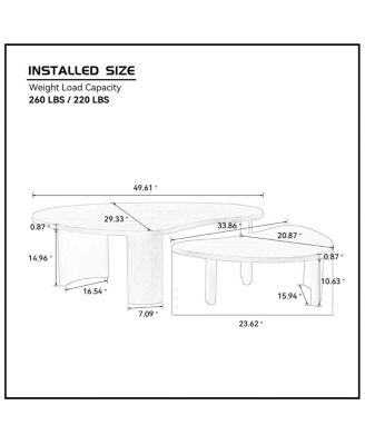 Modern Irregular Shape 2-Piece Coffee Table Set, Walnut Color