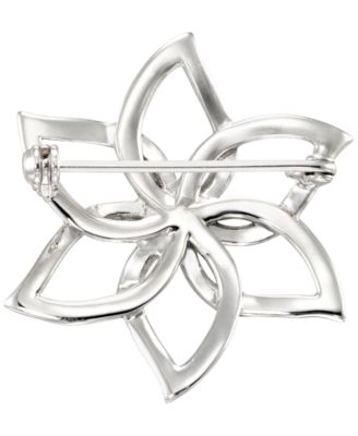 Marcasite (1 ct. t.w.) and Cultured Freshwater Pearl (4.5mm) Flower Brooch Pin in Sterling Silver