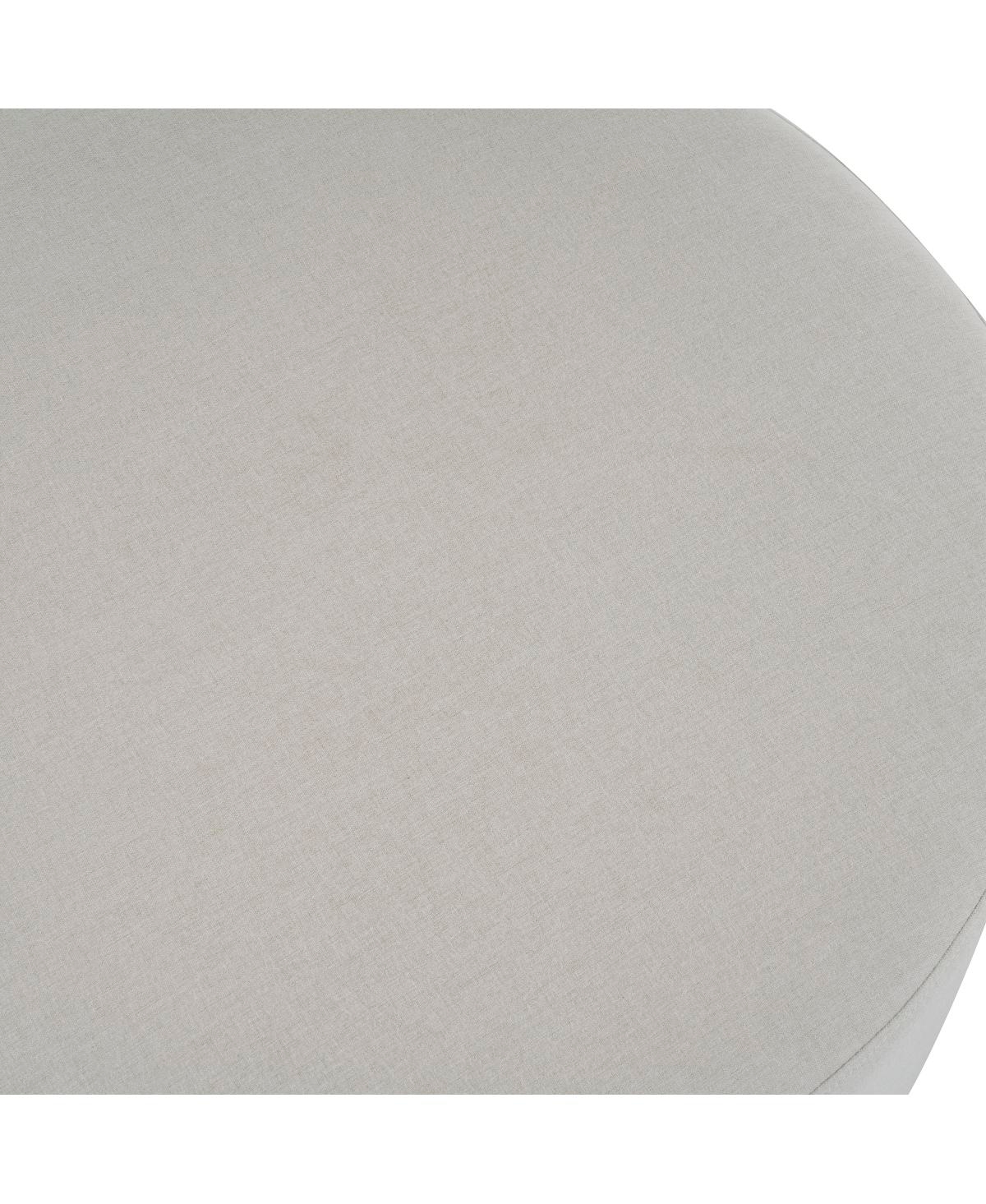 Streamdale Furniture White Fabric Round Ottoman with Wooden Legs, Modern Minimalist Ottoman