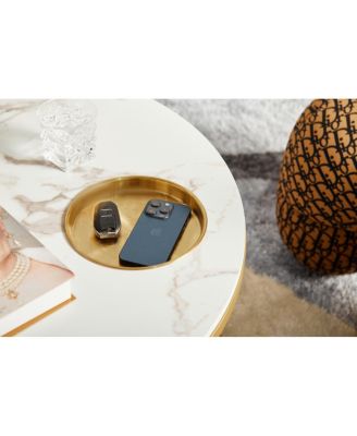 round coffee table with storage, modern design