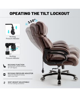600LBS Big & Tall Office Chair, Extra Wide Seat, Adjustable Lumbar, Heavy Duty Executive Chair