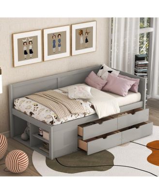 Twin Size Daybed with Drawers and Shelves