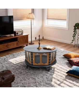 31.5" Round 3-Door Storage Coffee Table