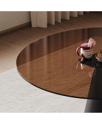  35" Round Glass Dining Table with Carbon Steel Legs (Seats 2-4)