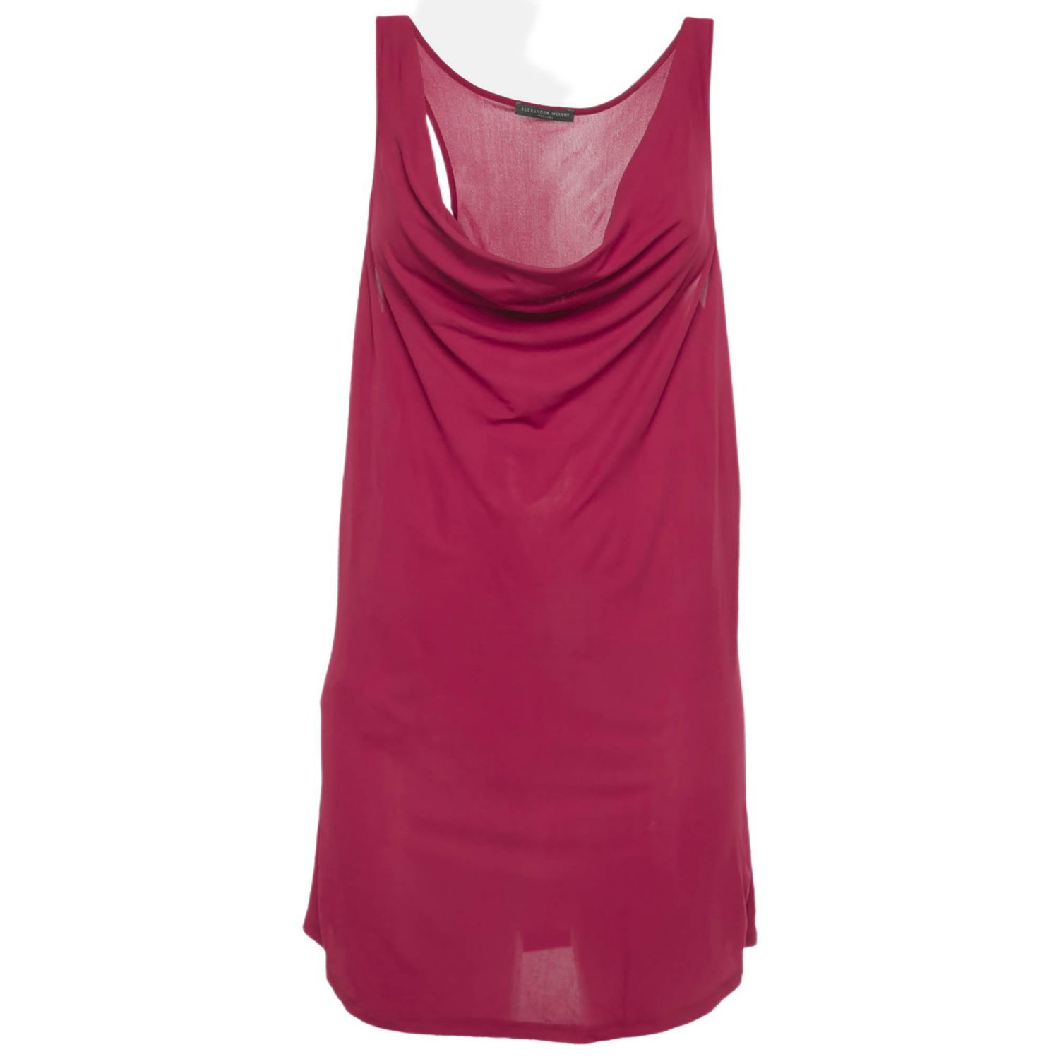 Women's Pink Crepe Cowl Neck Sheer Top