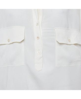 Women's Off-White Crepe Button Down Blouse