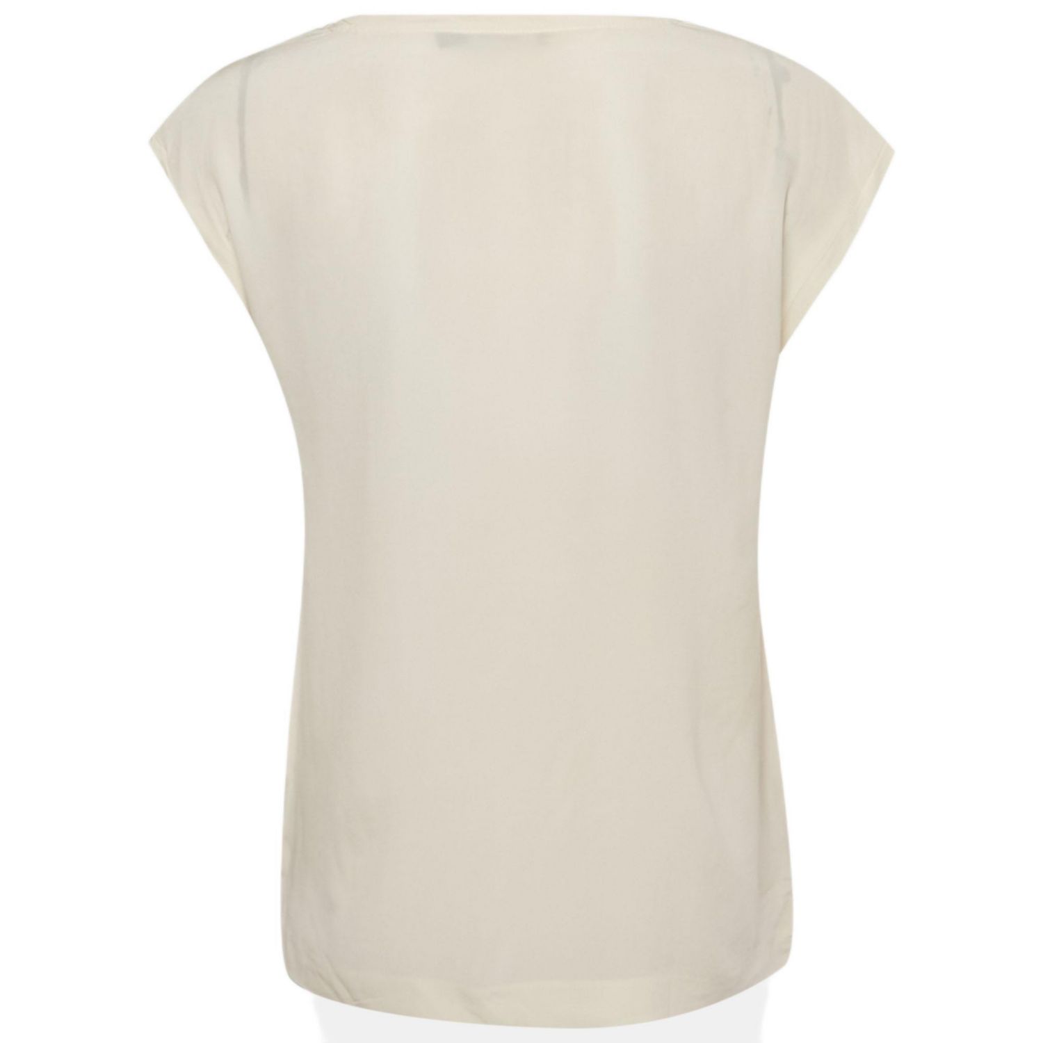 Women's Cream Printed Silk Sleeveless Top