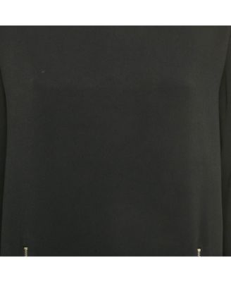 Women's Black Crepe Long Sleeve Blouse