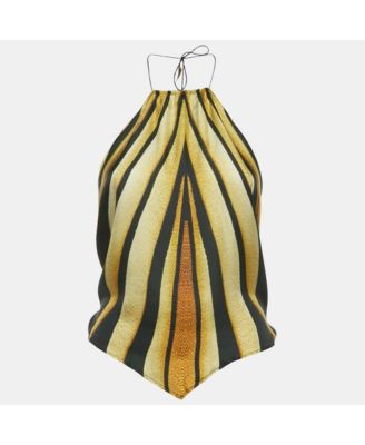 Women's Brown Animal Skin Print Silk Scarf Top