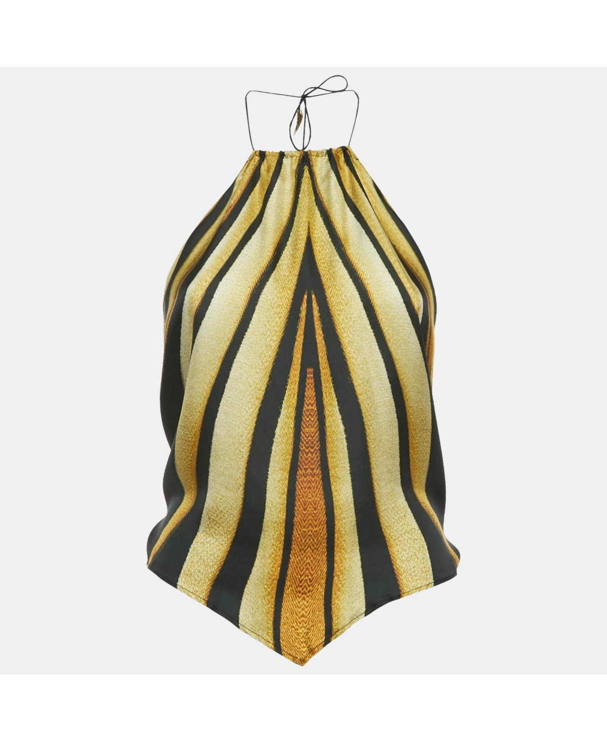 Pre-Owned Roberto Cavalli Women's Brown Animal Skin Print Silk Scarf Top