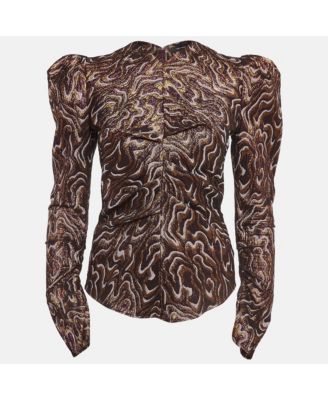 Women's Metallic Patterned Lurex Ruched Top