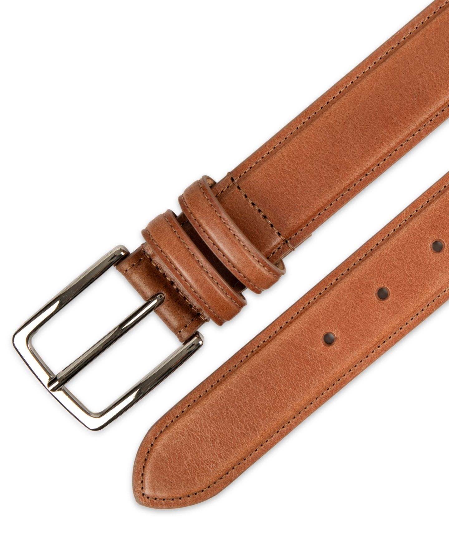 Мужской ремень Club Room Luxury Drop Edge Stitched Leather Belt, цвет: Коричневый — фото 6