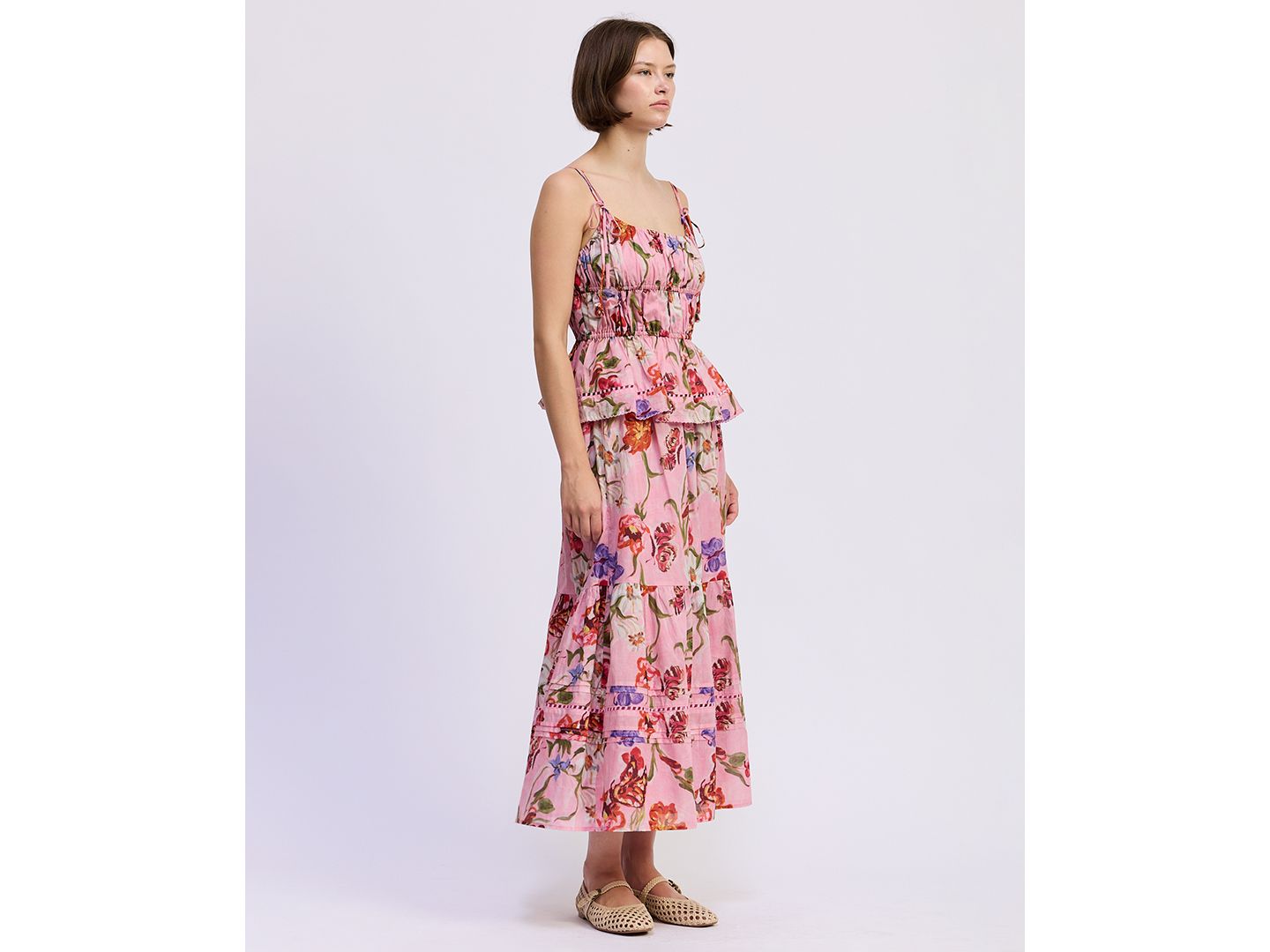 Женский топ En Saison Tusla Scoop Neck Peplum, цвет: Розовый разноцветный — фото 3